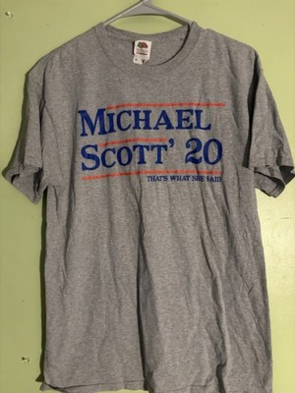 Michael Scott The Office Political Logo Gray T-shirt Mens large